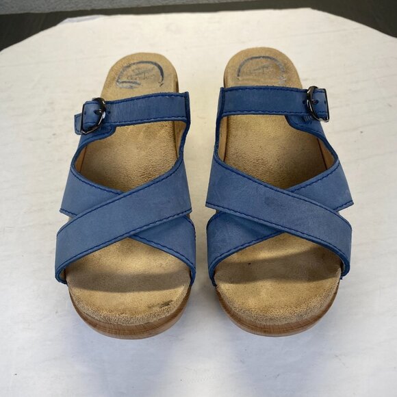 Dansko Women's Susie Platform Cork Wedge Sandal,Buckle, Blue Size 36,Clog - Picture 4 of 16